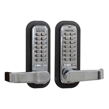 LOCKEY Mechanical Keyless Lever Lock W/ Passage Double Combination Bright Chrome 2835DC-BC